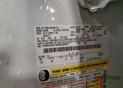 2022 Ford Expedition Max Limited из США, поврежденный, VIN 1FMJK2AT6NEA25977